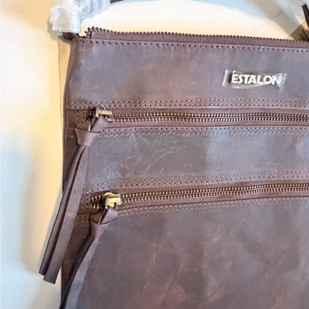 Estalon Dark Brown Leather Shoulder Bag - Picture 6 of 6